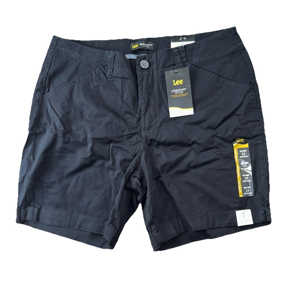 Lee Legendary Style Walk Short Womens 12 Black Regular Fit Mid Rise 7in Inseam
